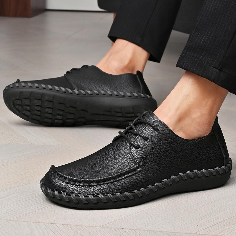 Fashion Leather Outdoor Walking Lace-up Sneakers Fashion Male Leisure Vacation Soft Driving Shoes 2024 New High-quality Men Casual Shoes