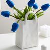 Modern White Ceramic Handbag Shape Vase for Home Decoration Dried Flower Arrangement Table Decoration