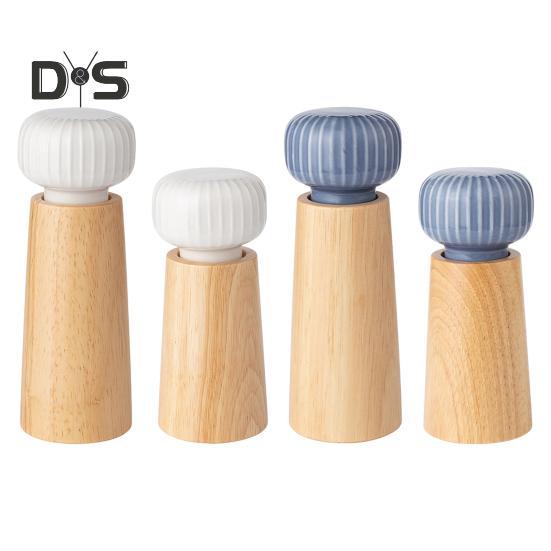 Wooden Pepper Grinder Manual Salt And Pepper Mill Adjustable Coarse-grained Grinder Refillable Salt Mill with Ceramic Lid for Salt Pepper