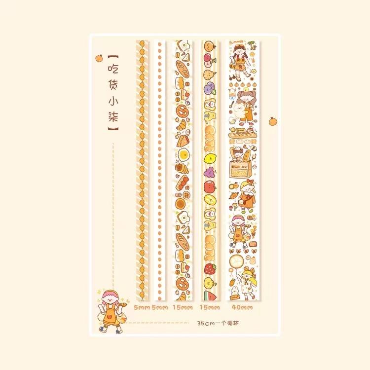 Talking Leisure Set Qiqi Cute Girl Heart and Hand Series Sticker Tape Cartoon Character Hand Painted Daily Material Decoration