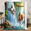 Squirrels Frolic by the Waterfall Print Blanket Soft and Cozy Perfect for the Living Room Bed Sofa or a Nap,gift