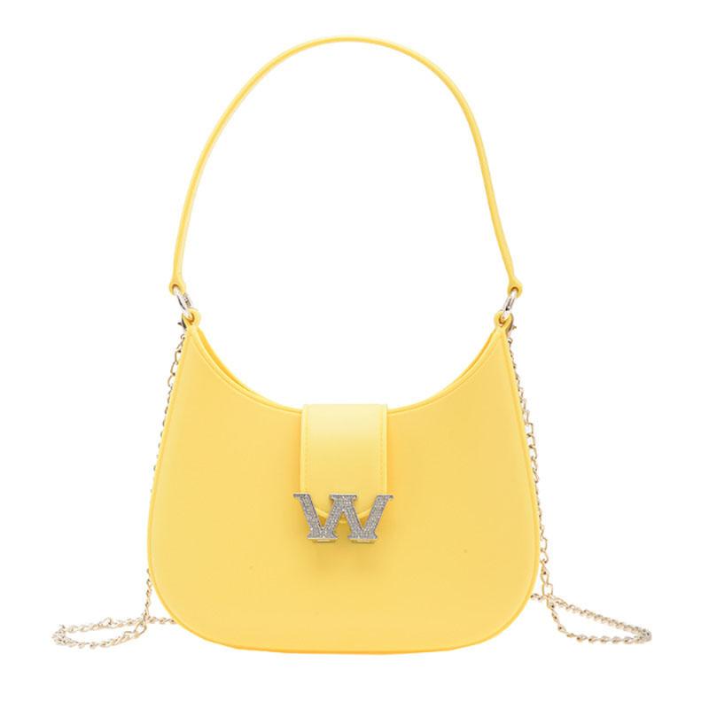 Fashion Simple New Jelly Bag Diamond Buckle Pop Candy Color Moon Bags Daily All-Matching Underarm Single Shoulder Crossbody Pack