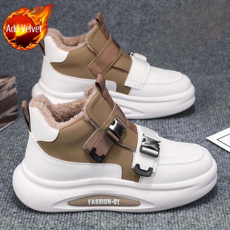 

Зимние высокие хлопковые ботинки в корейском стиле для молодых мужчин, утепленные, на флисовой подкладке, теплые, спортивные, повседневные, модные 39