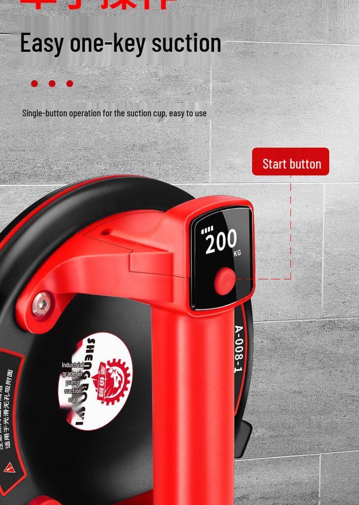 Electric Tile & Glass Vacuum Lifter: Heavy-Duty Auto Air Refill & Large Suction Power