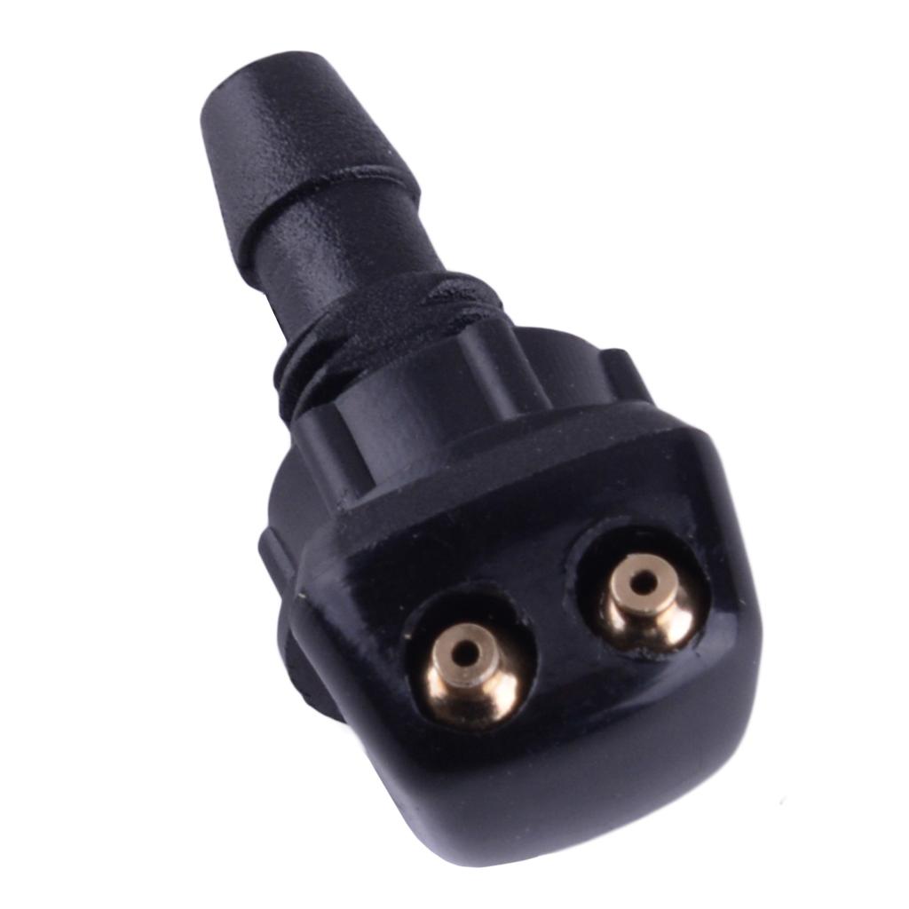 2pcs Universal Car Front Left Right Dual Holes Windshield Wiper Washer Water Spray Nozzle Jet Adjustable Black