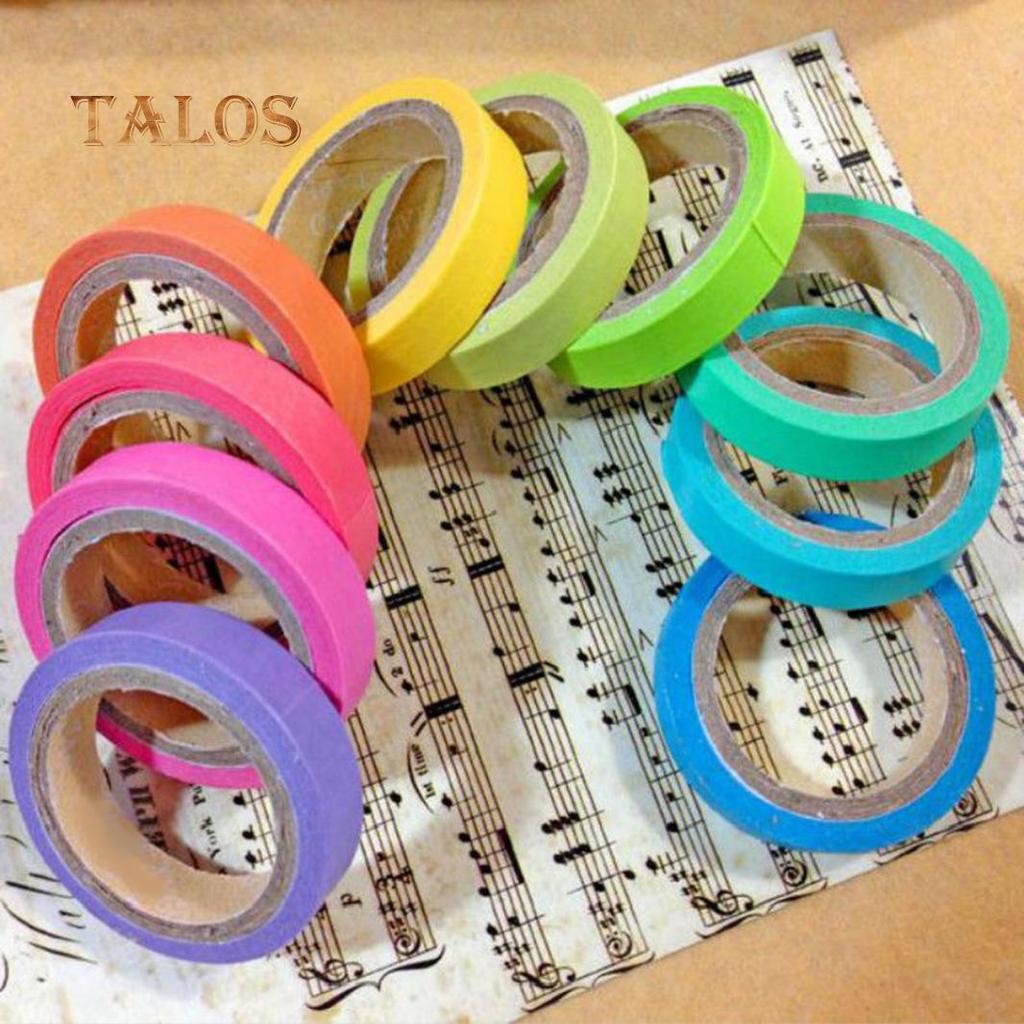 10 Pcs 5m Mini Multicolor Long DIY Sticky Paper Self Adhesive Roll Tapes Set Writting Instruments