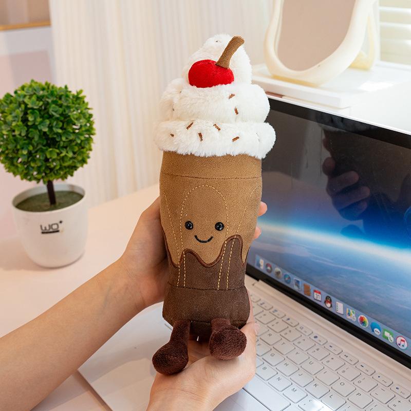 Schokoladen-Milchshake Puppe JC lustiger Nachmittagstee Plüschtier Perlenmilchtee Puppe Kaffeetasse Anhänger