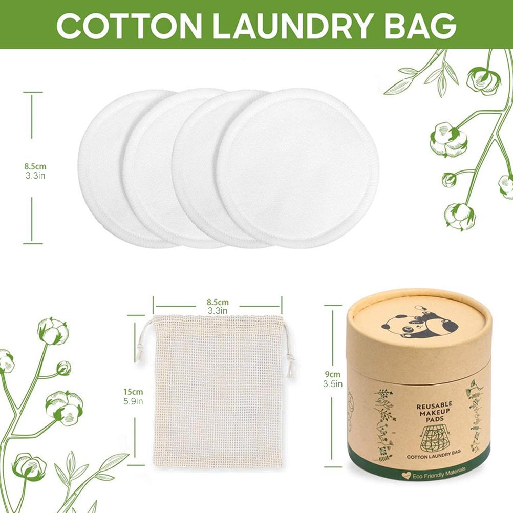 20 Pcs Reusable Makeup Remover Pads Bamboo Washable Cotton Rounds with Cotton Laundry Bag and Round