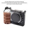 Full Camera Cage Aluminum Alloy Protective Camera Video Rig with Wood Handle 1/4 3/8 Inch Threaded Hole Cold Shoe Mount for ZV E1