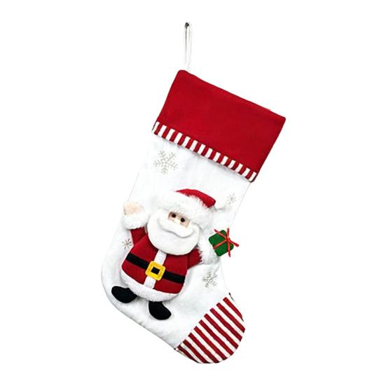 3D Christmas Stocking Santa Snowman Reindeer Cat Dog Pattern Traditional Holiday Hanging Stocking Fireplace Decor