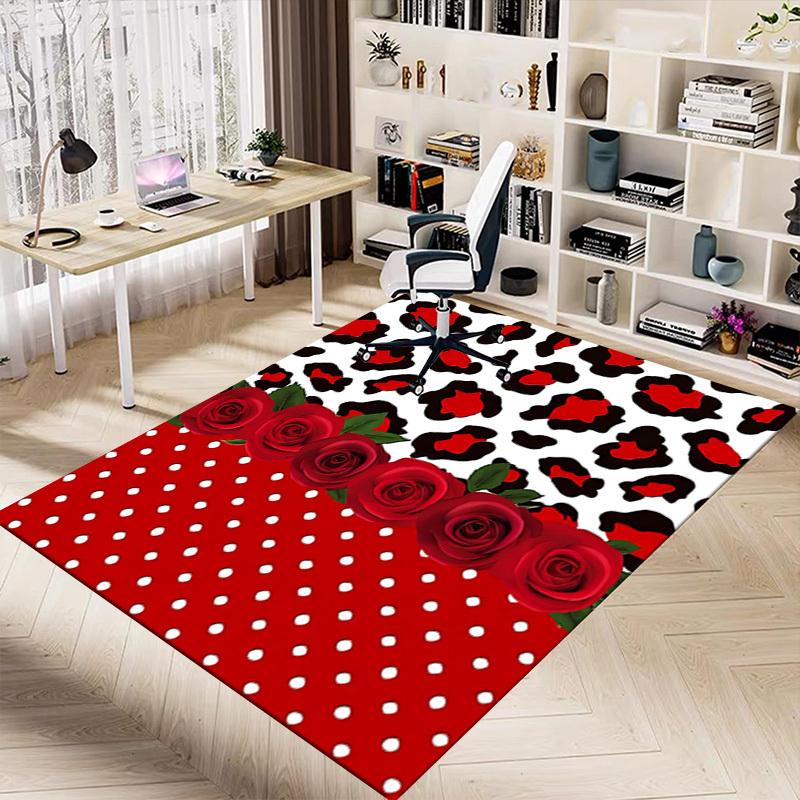 1 Stück Leopardenmuster Rosen Extra Groß Rutschfester Boden Teppich, Büro, Familie, Schlafzimmer Großer Bereichsteppich Innen Teppiche, Lebendige Farben
