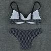 Women Two Piece Bikini Swimsuit Polka Dot Print Backless Design Hard Cup Top and Bottom Set Beachwear Swimwear for Summer