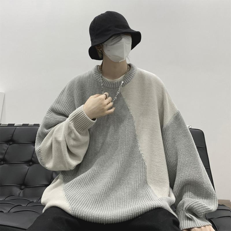 Irregular Splicing Sweater for Men, American Style Lazy High-end Knitted Sweater, Autumn and Winter Oversize Couple Sweater Jacket