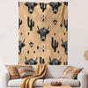 "Boho Bull and Cactus Pattern Tapestry" Patterned Tapestry Home Decor, Suitable for Bedroom and Living Room, Gift