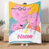 Custom Name Peppa Pig Theme Printed Blanket - Perfect for Couch, Bed, Travel & Outdoor Use | Machine Washable, Cozy & Durable.