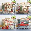 Christmas Red Candle Pillow Case Plush Fabric Soft Double Sided Print Sofa Cushion Cover Throw Pillow Covers