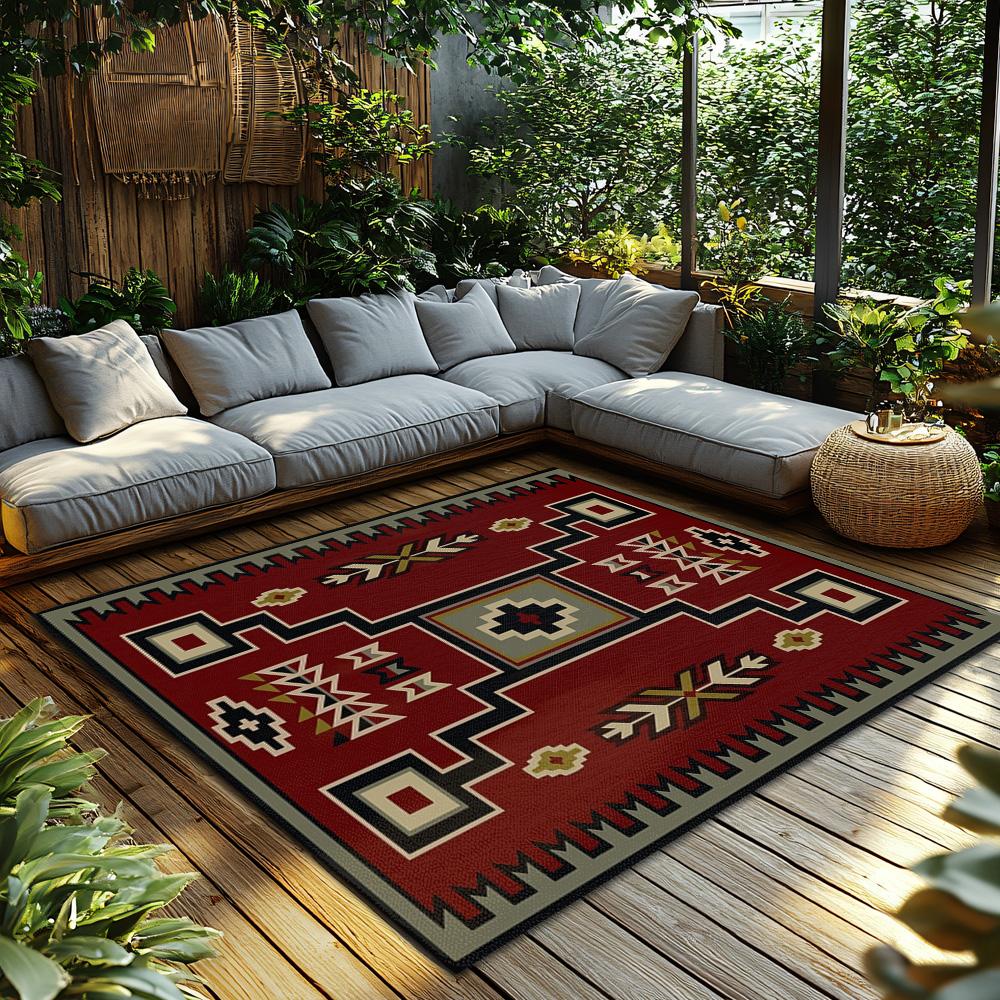 Rustic Southwestern Area Rug Non Slip Indoor Outdoor Mat Tribal Pattern Home Decor Farmhouse Entryway Doormat Modern Floor Cover