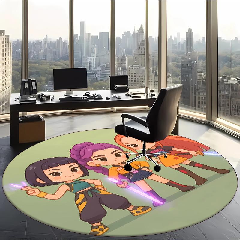 Huntrix (1) Round Office Rug Decorative Floor Rug for Office Bedroom Living Room and Home Space