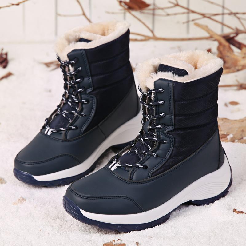 Schneestiefel leicht dicksohlig Herbst und Winter Damenschuhe bequem wasserdicht hochschaftig Samt warm Baumwollschuhe verdickte Baumwollschuhe