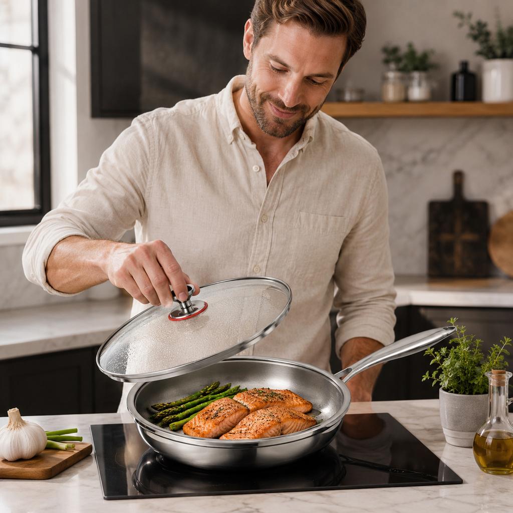 3-Layer Nonstick Frying Pan, Cookware for and Induction Stoves, Easy Clean Omelette Pan