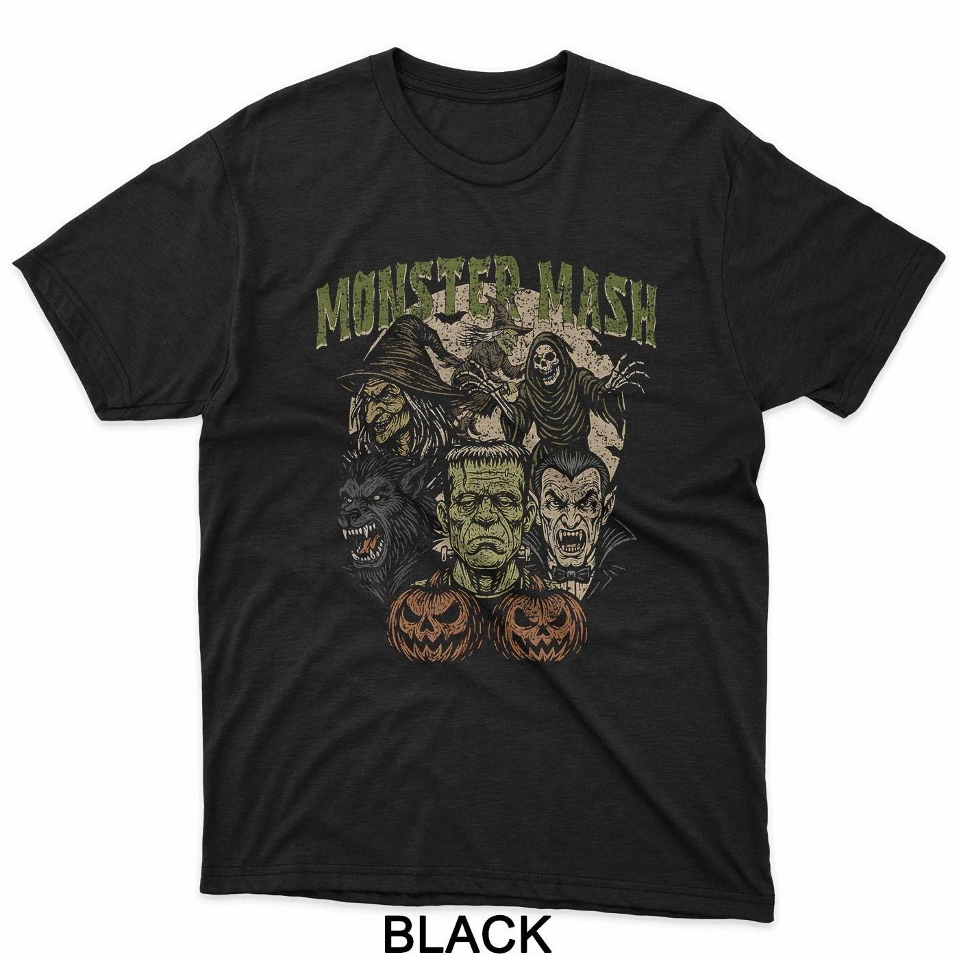 Retro Funny Monster Mash Frankenstein Horror Movies Lovers T-Shirt 4XL