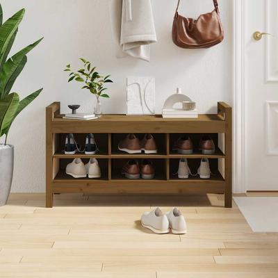 Vidaxl Hallway Bench, Honey Brown, 110X40X60Cm, Pine Wood