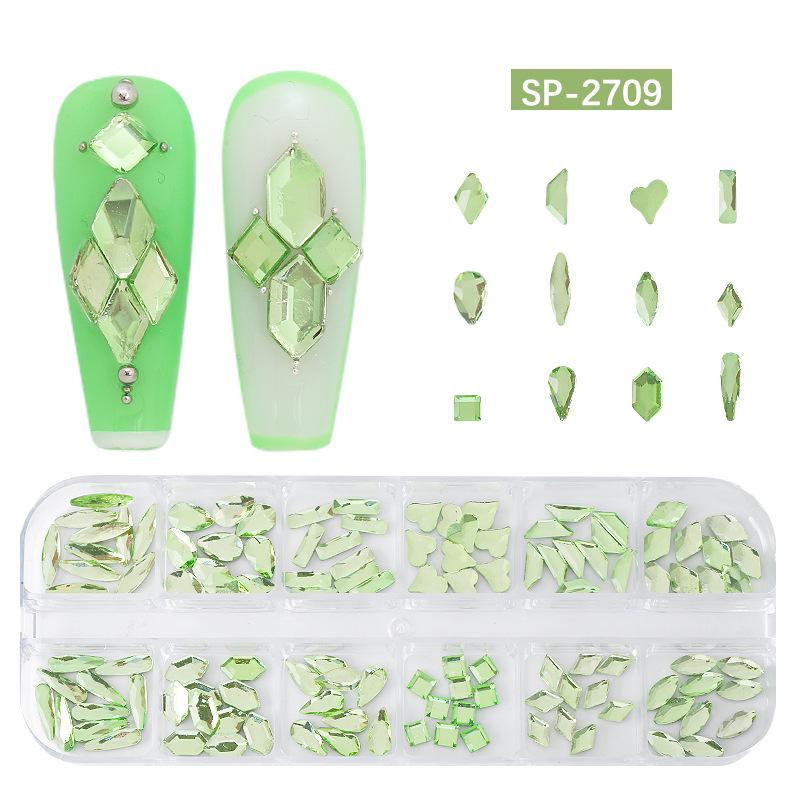 12-Grid Irregular Transparent AB Glass Diamonds for Nail Art