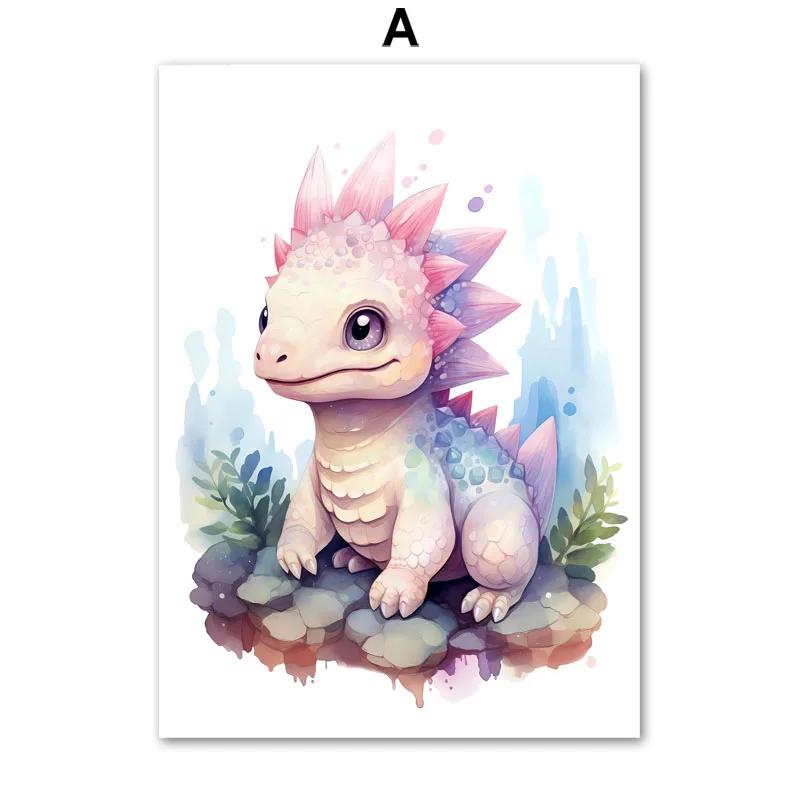 

Динозавр мультфильм очаровательный динозавр мальчик детская настенная живопись холст картина детская игровая комната печатный плакат детская комната домашний декор 21cm×30cm NoFrame