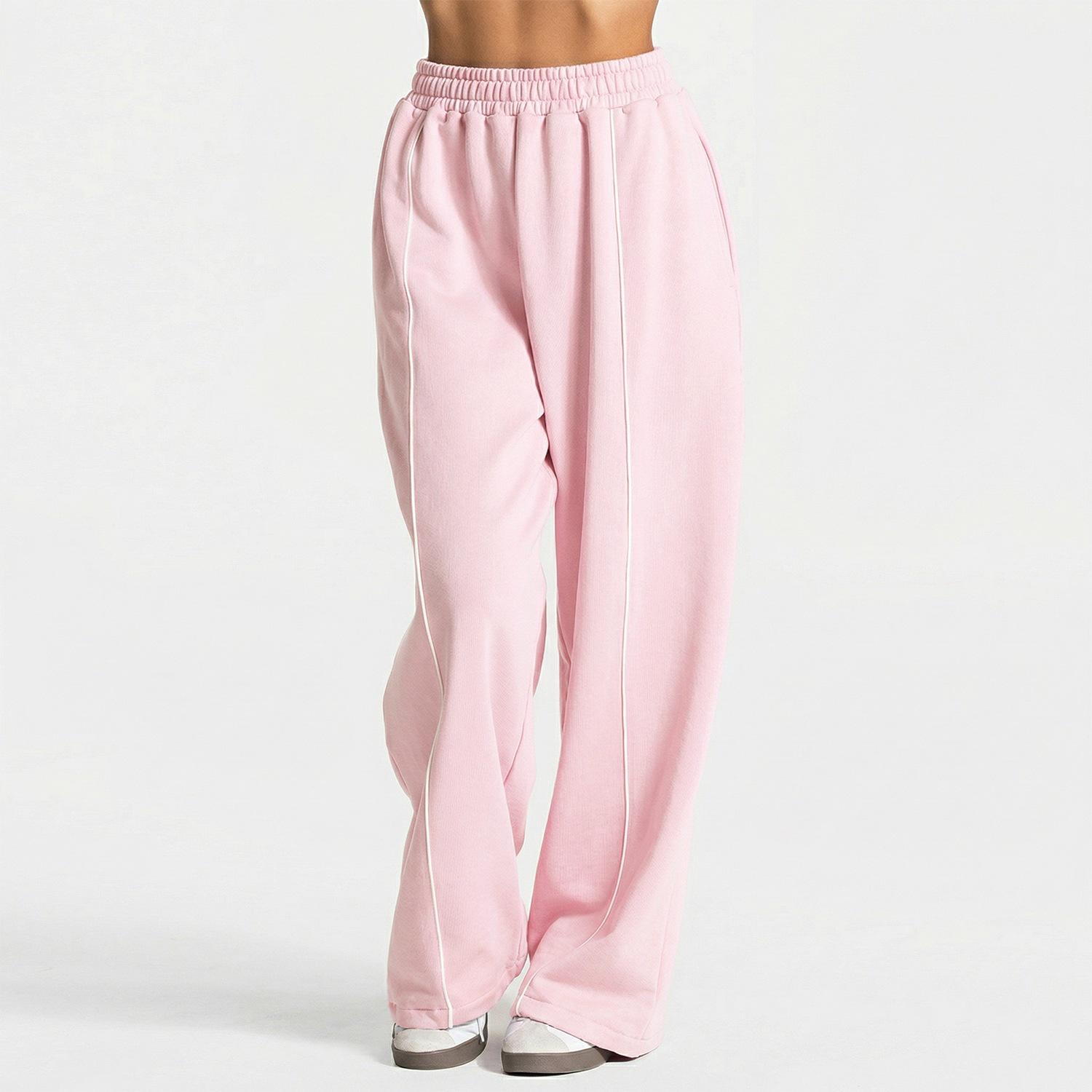 TEVE Yuyue Trendige Colorblock Gestreifte Lockere Yogahose für Damen S hellrosa