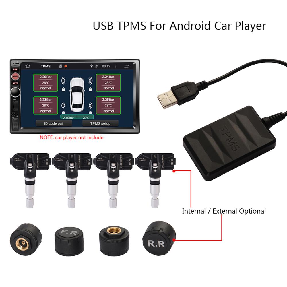 USB TPMS Tire Pressure Monitor for Android Navigation Tire Pressure Monitoring Alarm
