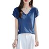 Women's V-Neck Lyocell Linen Knit T-Shirt - Spring/Summer 2026