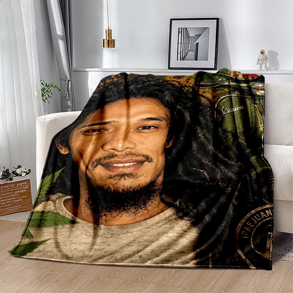 Bob Marley Marley Reggae Guitar Music Blanket Soft Cozy Perfect For Couch Chair Bed Four Seasons Multipurpose Modern Style Birthday Christmas Gift Bla