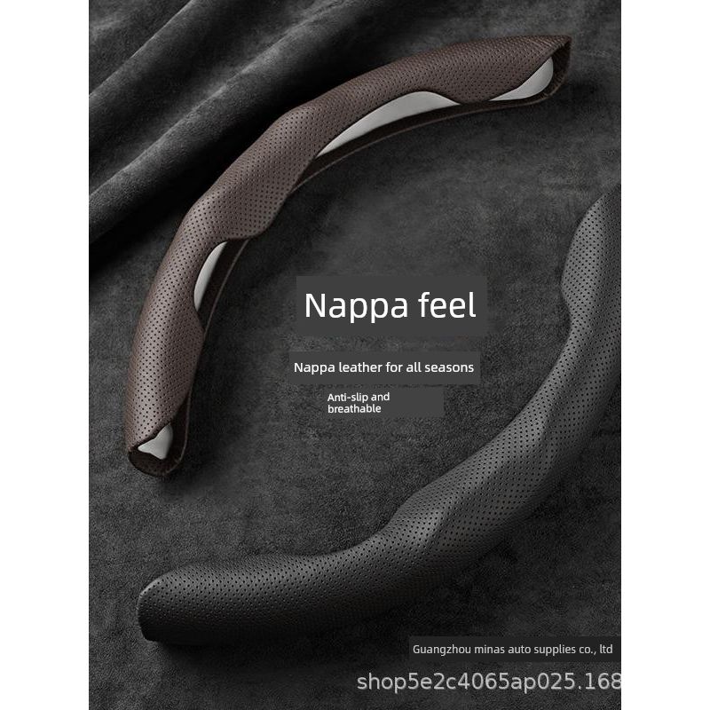 Car Steering Wheel Cover Round/D-Shaped Ultra-Thin Breathable Wear-Resistant Nappa Leather Handle Cover Non-Slip Sports Style Suitable for All Seasons