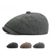 Unisex British Retro Newsboy Cap Herringbone Striped Octagonal Hat Artistic Painter Hat Vintage Flat Cap for Men Women All Seasons
