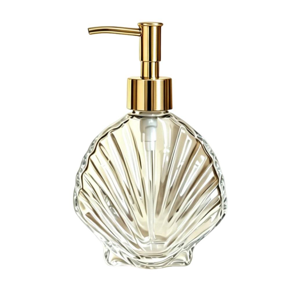 Muschelförmiger Glas-Seifenspender 400ml Flüssigseife/Lotion Aufbewahrungsflaschen Badezimmerzubehör