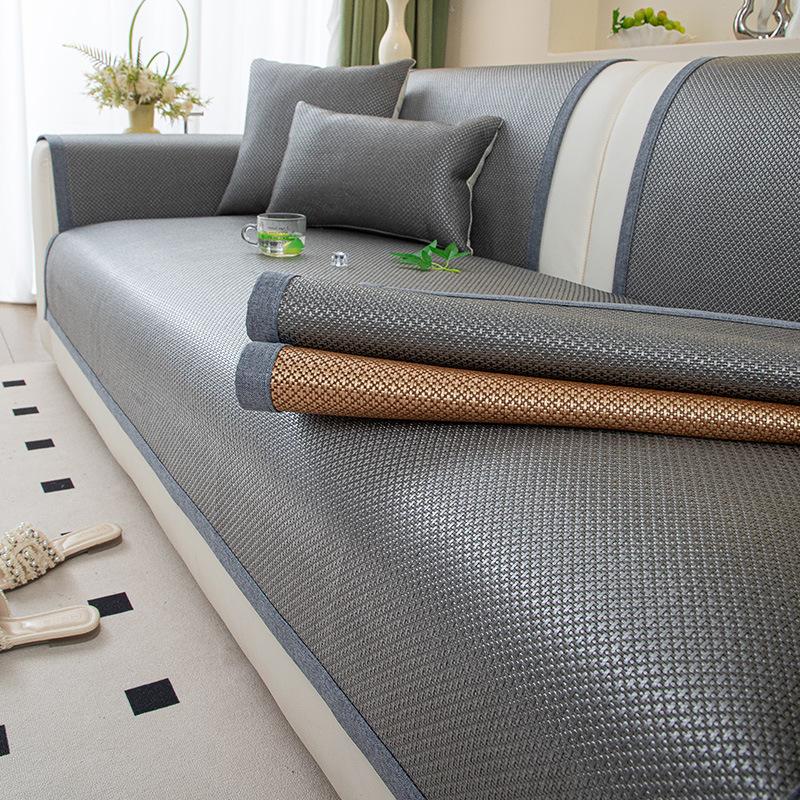 Summer New Light Luxury Ice Rattan Mat Sofa Cushion Universal In All Seasons Ice Silk Cool Cushion Cover Non-Slip Cover Cloth Seat Cushion