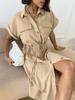 European & American French Summer Luxury Casual Lapel Short-Sleeved Dress for Women