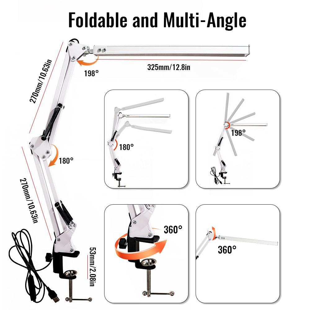 Eye-protecting Dimmable Desk Lamp, Long/short Desk Lamp. 10 Brightness Levels and 3 Lighting modes.Christmas and Halloween Gifts