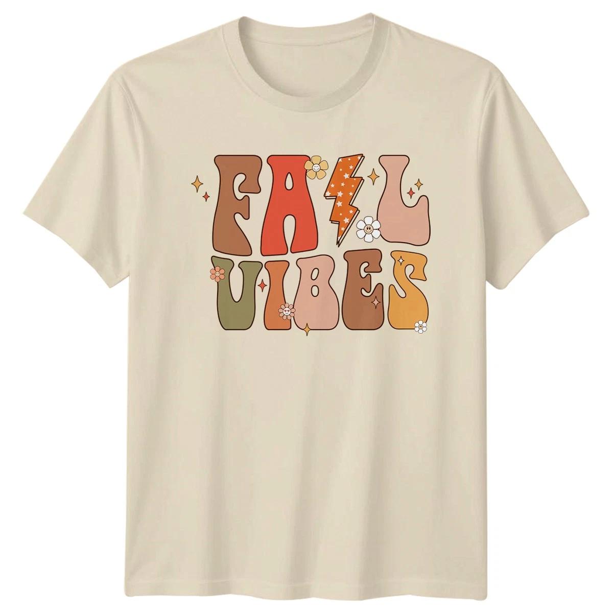Fall Vibes Womens T-Shirt Retro Fall Autumn Gift For Her L