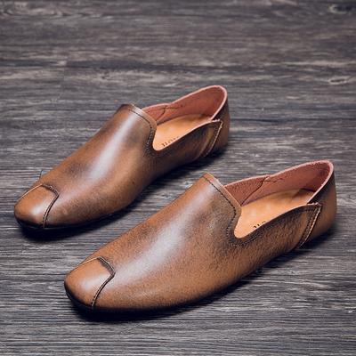 Īsta āda Vīriešu ikdienas apavi Pievelkamie vīriešu klaipi Roku darbs Mocasines Eleganti vīriešu braukšanas apavi Brīvā laika pavadīšanas laivu apavi