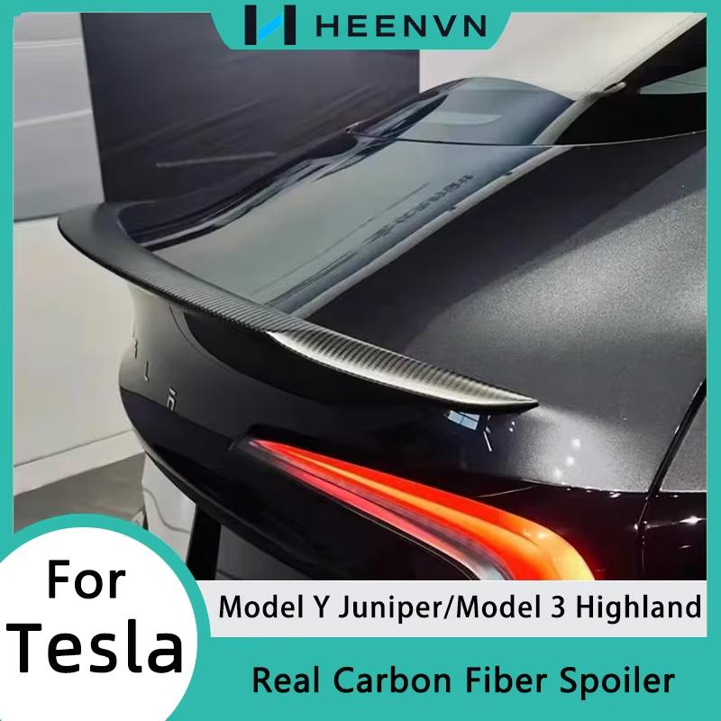 HEENVN Model Y Juniper Spoiler for Tesla Model 3 Highland Real Carbon Fiber Spoiler High Performance Trunk Wing Car Accessories