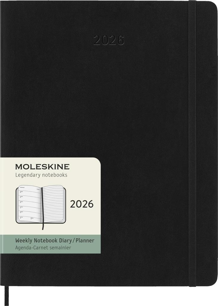 Moleskine 2026 Weekly XL Size x Soft Starts Model DSB12WN4Y26 Planner, 12-Month Diary, (19cm 25cm), Cover, Black, January,