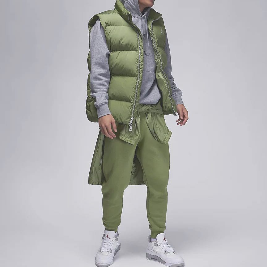 Jordan Essentials Solid Color Lace Up Casual Elastic Cuff Fleece Lined Knitted Sweatpants Men's Light Olive Yellow FJ7780-340