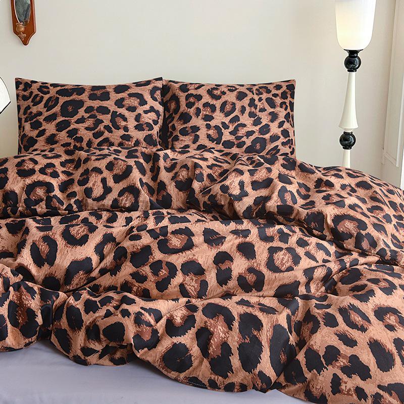 Leopard Print Pastoral Style Duvet Cover Set - Single Duvet Cover & Pillowcase.