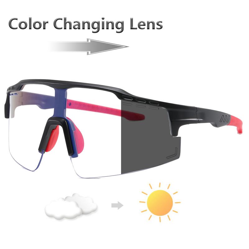 Radfahren Farbwechsel Fahrbrille Sonnenbrille Herren Damen UV400 Sportbrille Mode Fahrradbrille Wrap Around Shades