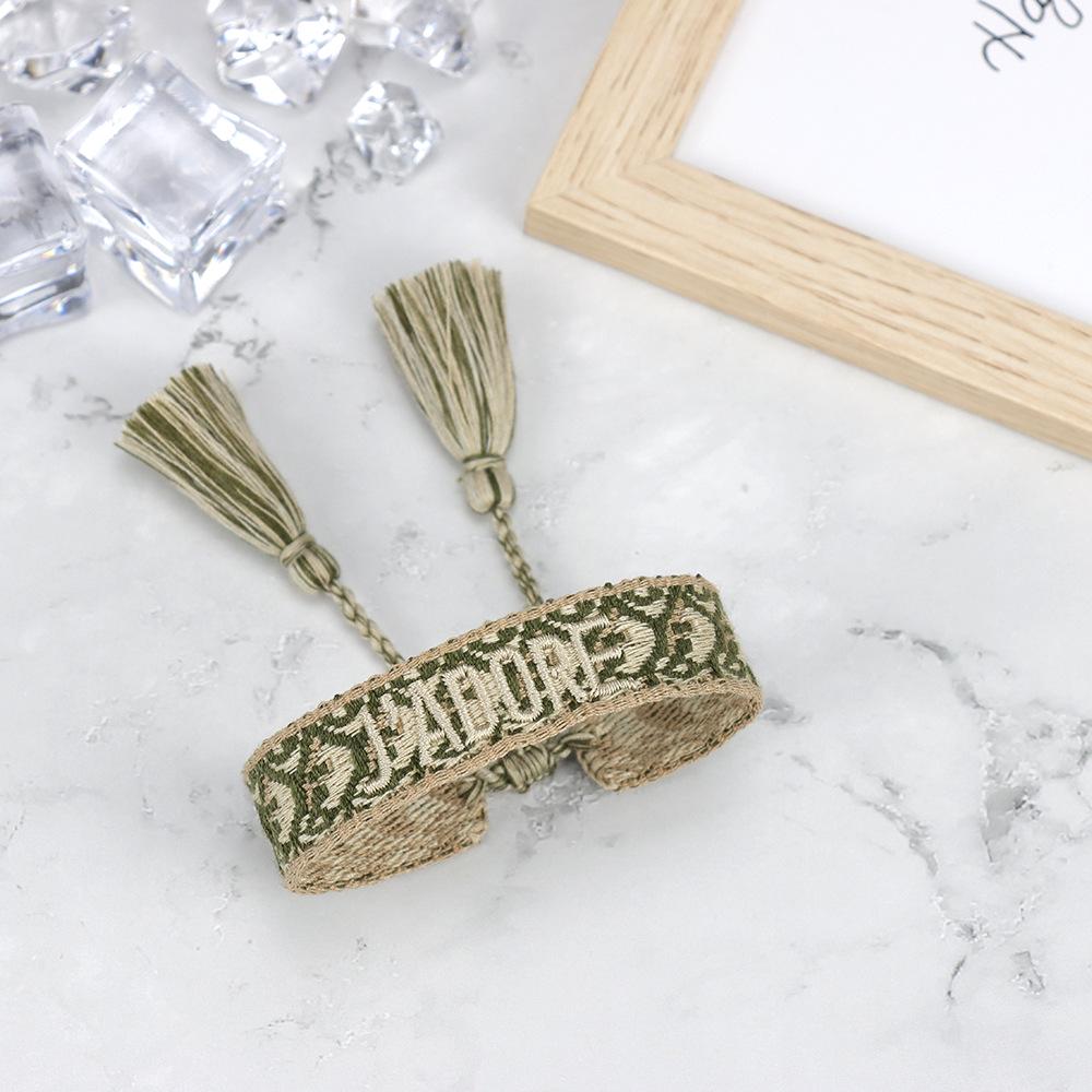 J'adore Bracelet: Embroidered Letter Tassel Wristband for Women & Couples