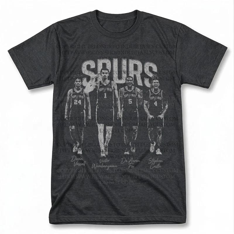 San Antonio Spurs Wemby Castle Fox Graphic T Shirt Vantage Basketball Fan Tee XL