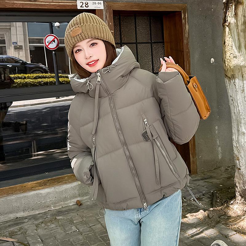 Women's Short Cotton-padded Twill Hooded Winter Jacket