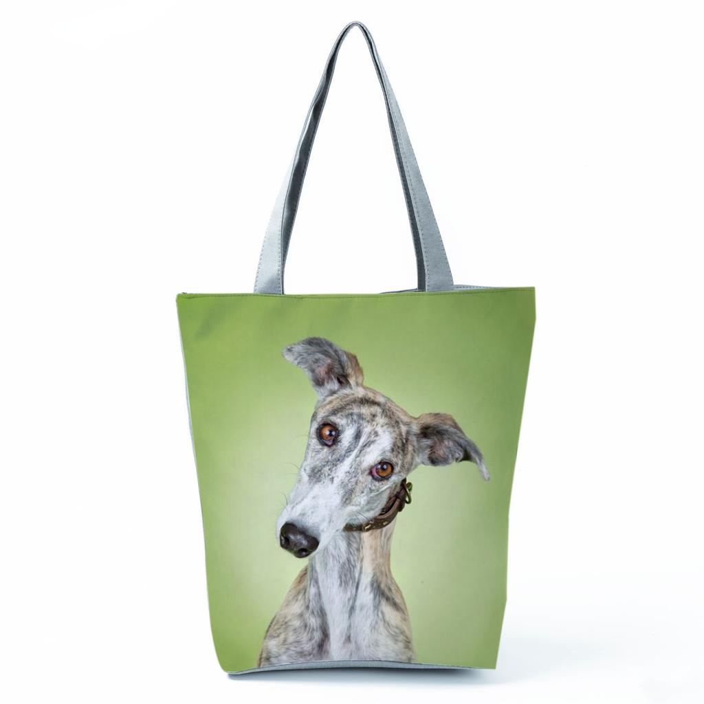 Greyhound Shopping Bags Casual Groceries Women Handbags Animal Dog Graphic Large Capacity Shoulder Bags Portable Foldable Totes