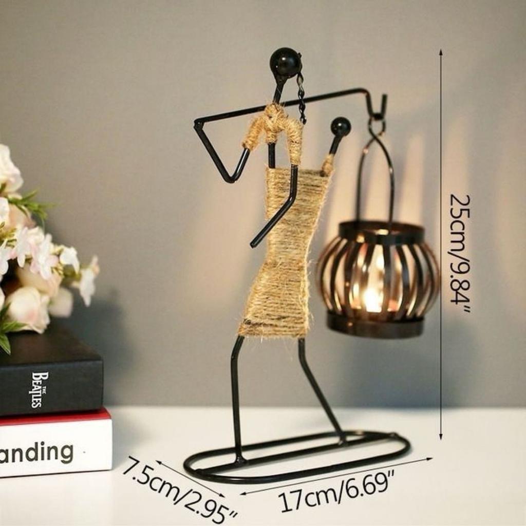 Nordic Metal Candle Holder – Handmade Abstract Character Candlestick for Home or Wedding Decor